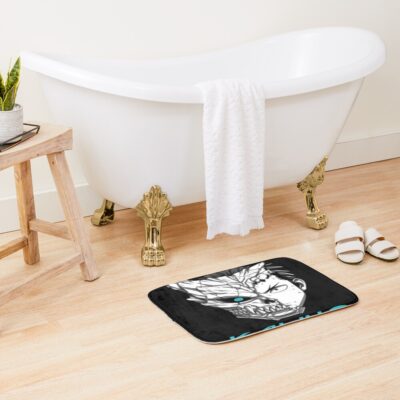 Alternative view of Kaiju No. 8 Kafka Hibino Half Kaiju Face Bath Mat