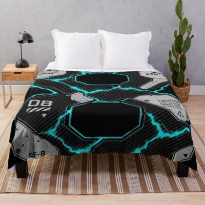 Industrial Number Eight Techwear Neon Throw Blanket