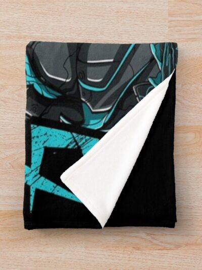 Alternative view of Full Body Kaiju No 8 Action Graphic Kafka Hibino Throw Blanket