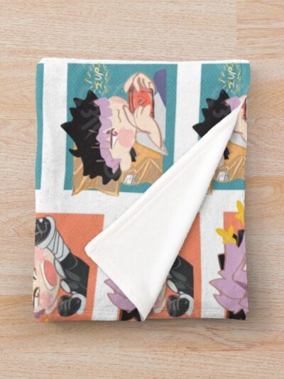 Alternative view of Kaiju No. 8 Chibi Captain Gen Narumi Throw Blanket