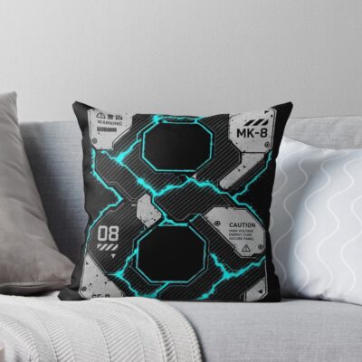 Industrial Number Eight Techwear Neon Throw Pillow